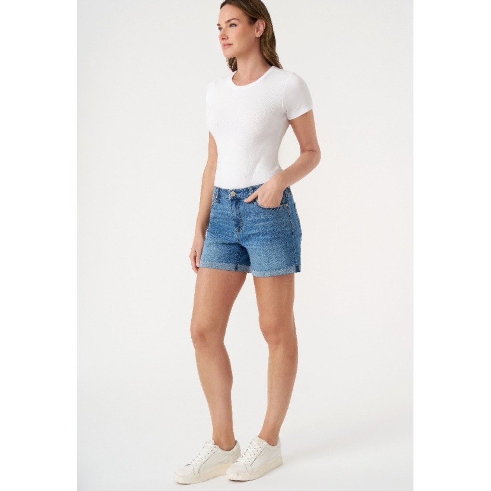 Seven7‎ Relaxed Bermuda Denim Shorts Women's 6 Mid Rise Cuffed Outdoor Casual